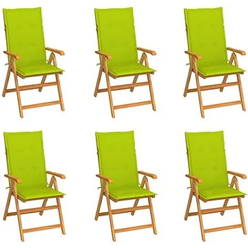 SHUMEE Křeslo zahradní s jasně zelenými poduškami, teak 3065571 - 6ks v balení (3065571)