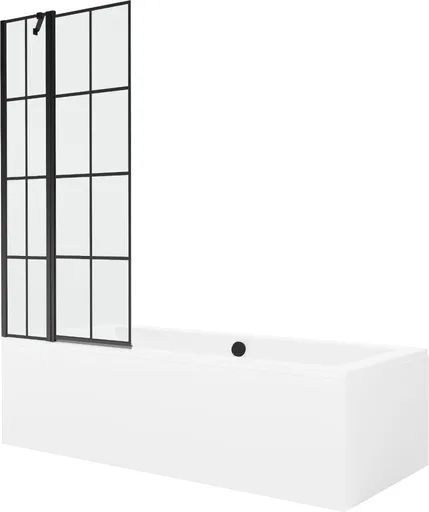 MEXEN/S Cube obdélníková vana 180 x 80 cm s panelem + vanová zástěna 80, černá vzor 550518080X9408117077