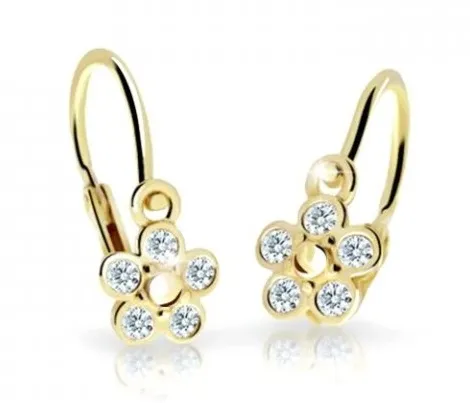 Cutie Jewellery Dětské kytičkové náušnice ze žlutého zlata C2744-10-X-1 bílá