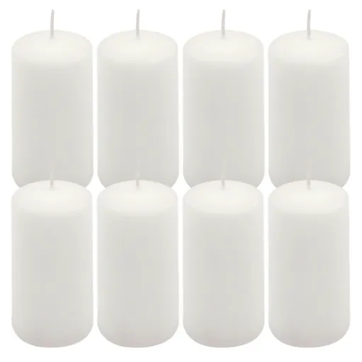 Bílá parafínová svíčka 10 cm, 20 h, 8 ks