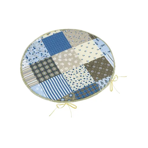 Bellatex Sedák Adéla kulatý hladký Patchwork modrá, 40 x 40 cm