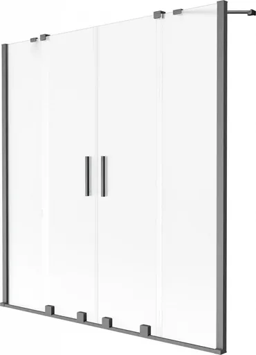 MEXEN/S Velar Duo dvoukřídlá posuvná vanová zástěna 140 x 150 cm, dekor, grafit kartáčovaná 896-140-000-32-66