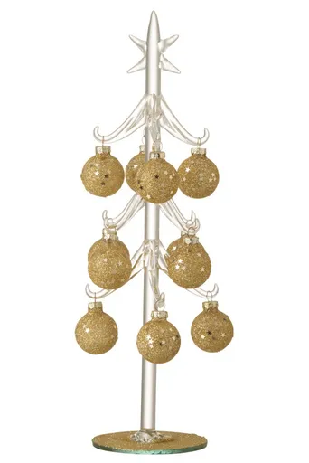 Skleněný stromek se zlatými koulemi Baubles Stars Medium – 12*12*30 cm 6529