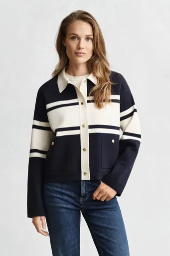 KARDIGÁN GANT COLOR BLOCKED CARDIGAN EVENING BLUE