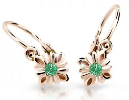 Cutie Jewellery Půvabné dětské náušnice z růžového zlata C2261-10-X-4 zelená