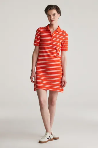 ŠATY GANT STRIPE SHIELD SS PIQUE POLO DRESS ORANGE RED