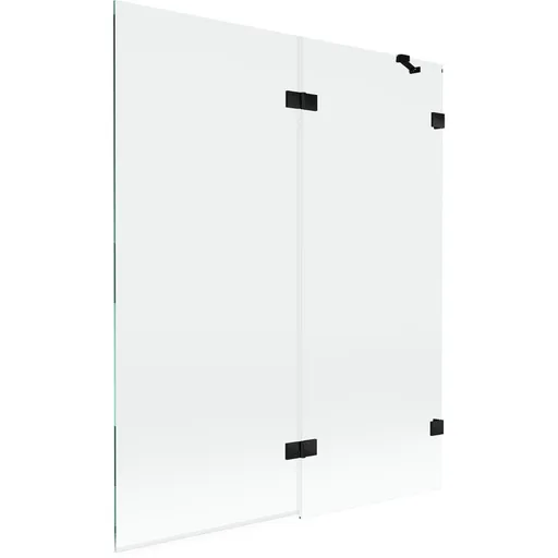 MEXEN/S Lunar vanová zástěna 2-křídlová pravá 140 x 150, transparent, černá 897-140-100-70-00-P