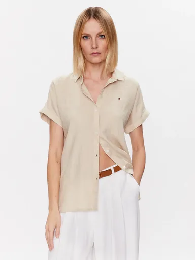 Tommy Hilfiger dámská béžová lněná košile WW0WW38589 34