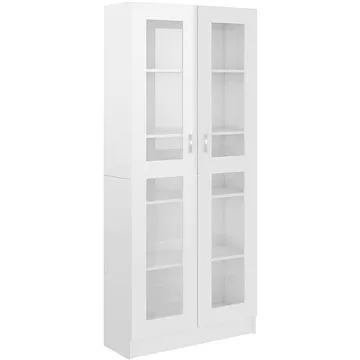 Shumee Prosklená skříň bílá vysoký lesk 82,5 × 30,5 × 185,5 cm dřevotříska (802774)