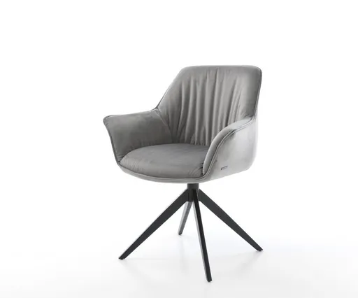 Jídelní židle Keila-Flex s područkami samet šedá křížová podnož