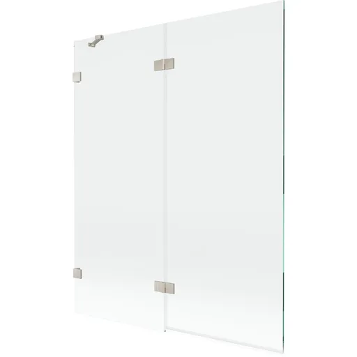 MEXEN/S Lunar vanová zástěna 2-křídlová levá 140 x 150, transparent, nikl kartáčovaný 897-140-100-97-00-L