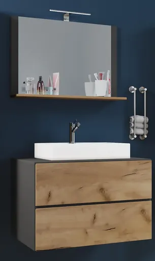 VCM 3dílná umyvadlová skříňka Lendas M 60 cm se zrcadlem, antracitová