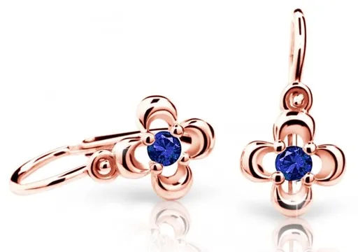 Cutie Jewellery Dětské náušnice z růžového zlata C2013-10-X-4 modrá