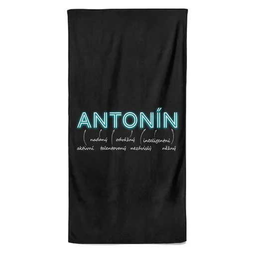 Osuška Mužská jména – NEON (Jméno: Antonín, Velikost osušky: 70x140cm)