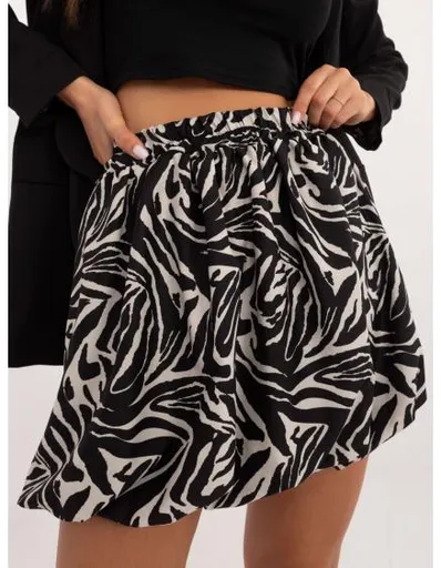 Ecru-černá zebrovaná minisukně