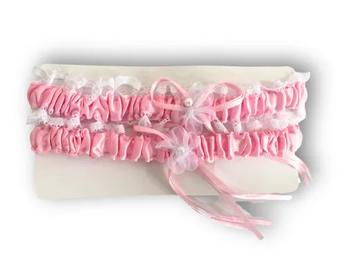 Lean Set svatebních podvazků - Růžový 2 ks