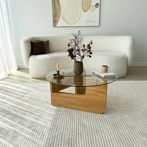 Konferenční stolek Mia - Oak, Transparent