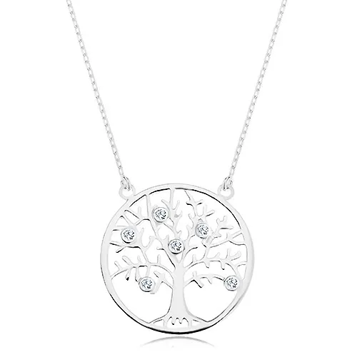 Náhrdelník ze stříbra 925, řetízek a přívěsek - strom života zdobený zirkony