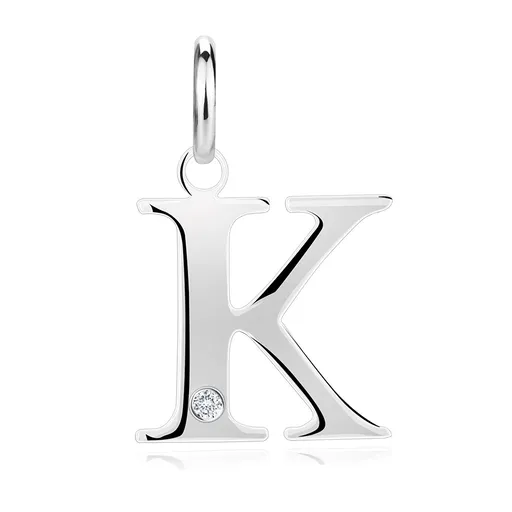Diamantový přívěsek ze stříbra 925 - velké písmeno K, kulatý briliant
