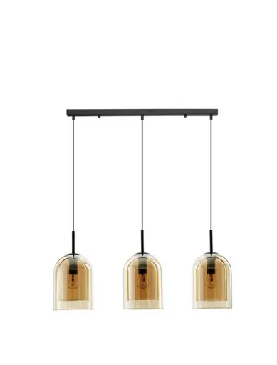 NOVA LUCE závěsné svítidlo VELOR dvouvrstvé šampaň sklo černý kabel černá kovová základna E27 3x12W 230V IP20 bez žárovky 9236740