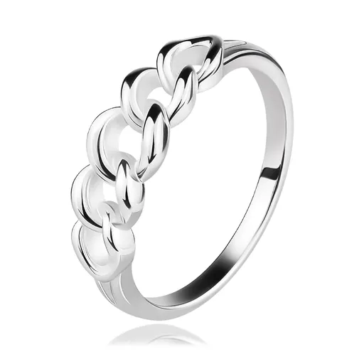 Prsten ze stříbra 925 - řetízek z pevně spojených oček, výřezy - Velikost: 54