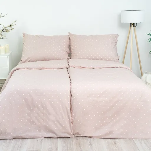 Stanex Krepové povlečení Růžový puntík, 140 x 220 cm, 70 x 90 cm