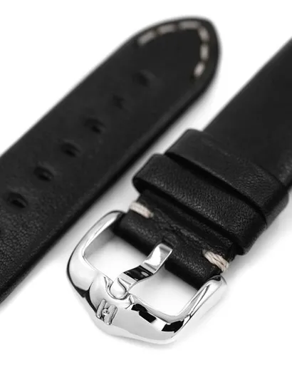 Řemínek Hirsch Ranger pro Apple Watch - černý - 20 mm - L – Standardní délka (doporučujeme) - 20 mm - Stříbrná