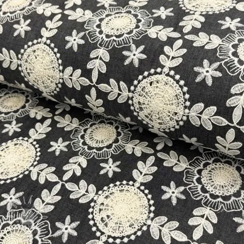 Bavlněná látka JEANS EMBROIDERY Niva design D