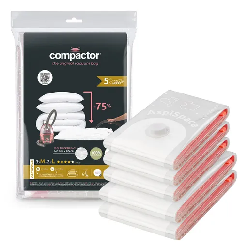 Compactor Sada vakuových úložných pytlů Aspispace 3x M 70 l, 2x L 120 l, 5 ks