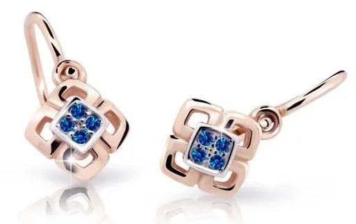 Cutie Jewellery Dětské bicolor náušnice z růžového zlata C2240-10-X-4 modrá