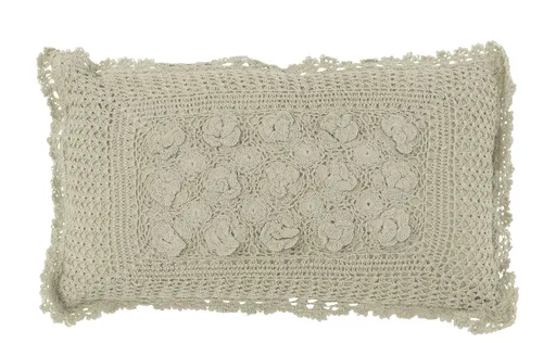 Světle zelený bavlněný polštář s krajkou Lace green - 50*10*30cm 23069