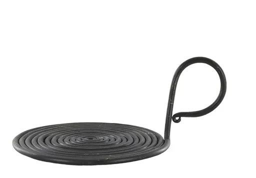 Černý antik kovový svícen pro sloupovou svíčku Spirel - Ø 17*10 cm 71142424