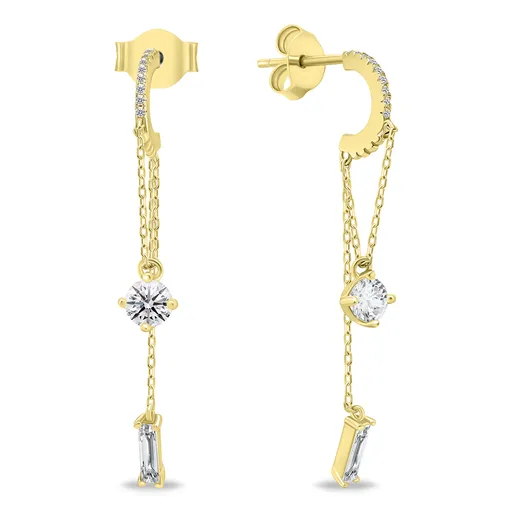 Brilio Silver Stylové dlouhé pozlacené řetízkové náušnice EA628Y