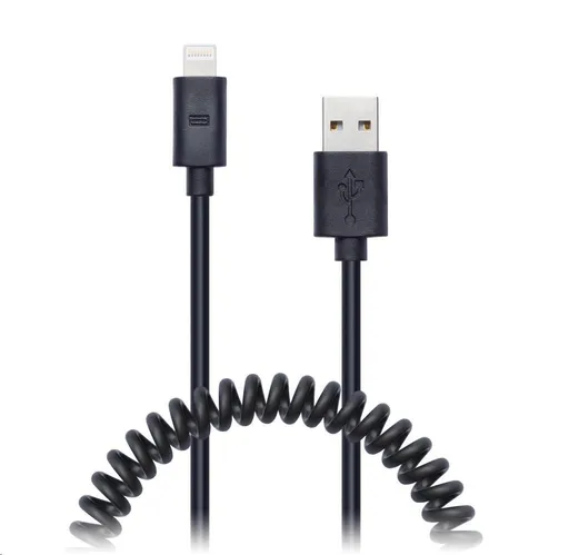 CONNECT IT Wirez Apple Lightning - USB spirálový flexibilní kabel, 1, 2 m, černý