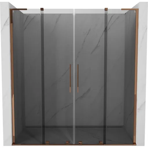 MEXEN/S Velar L Duo posuvné sprchové dveře 200, grafit, růžové zlato 871-200-003-42-60