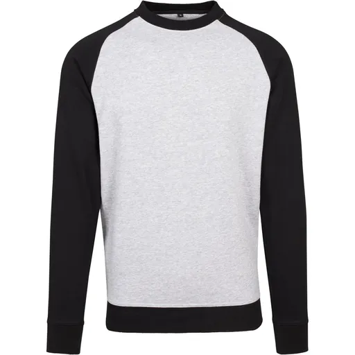 Build Your Brand Pánská dvoubarevná mikina - Šedý melír / černá | S