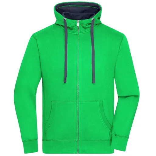 James & Nicholson (Daiber) Pánská mikina na zip s kapucí JN963 - Zelená / tmavě modrá | L