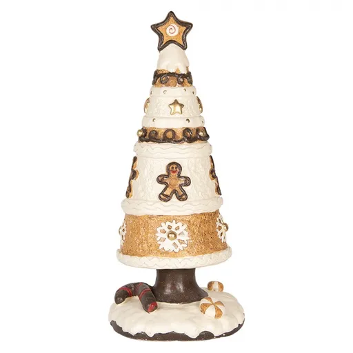 Béžová dekorace stromek s perníčky Christmas Tree - Ø 24*51 cm Clayre & Eef