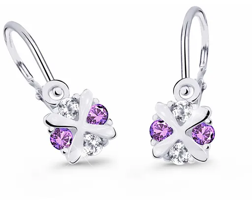 Cutie Jewellery Něžné dětské náušnice z bílého zlata C2753-10-X-2 fialová