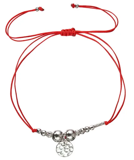 Evolution Group - Pavona Textilní červený náramek stříbrné kuličky 13040.3 red