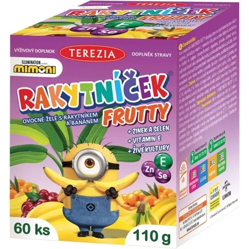 TEREZIA RAKYTNÍČEK FRUTTY OVOCNÉ ŽELÉ + ŽIVÉ KULTURY + ZN+SE+VIT 60 KS Dětské vitamíny, , velikost