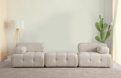 Trojmístná pohovka Doblo 3 Seater ( L1-Pouffe-1R) - Cream Bouclette