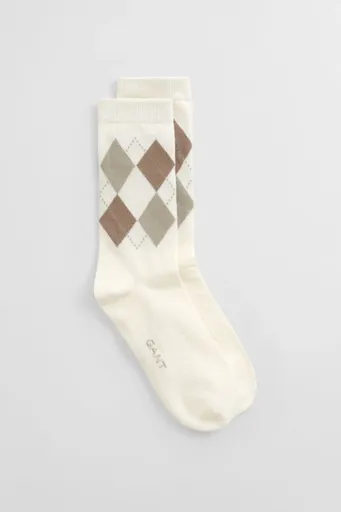 PONOŽKY GANT ARGYLE CHECK SOCKS EGGSHELL