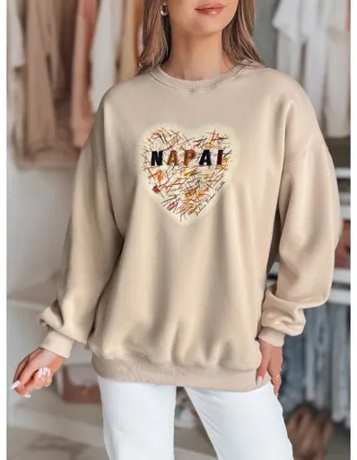 Dámská oversize mikina se srdcem SERDUCHOVA béžová