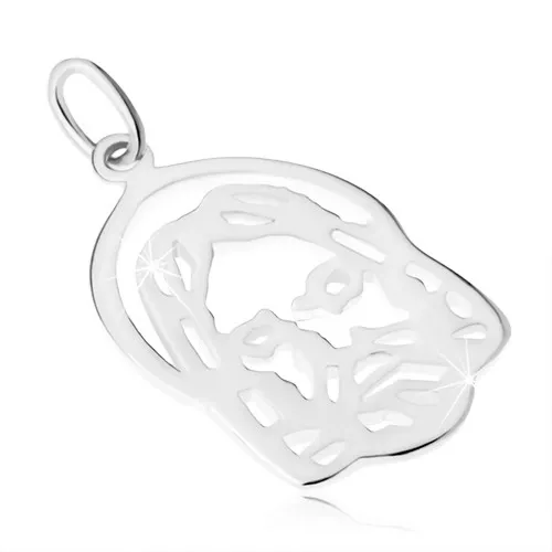 Stříbrný přívěsek 925, Ježíšova tvář, plochý medailon zdobený výřezy