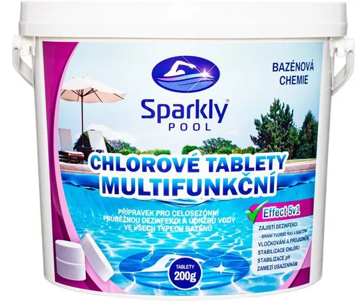 Sparkly POOL Tablety do bazénu chlorové 5v1 multifunkční 200g 3 kg