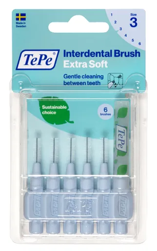 TePe Extra soft mezizubní kartáčky 0,6 mm, světle modré, 6 ks