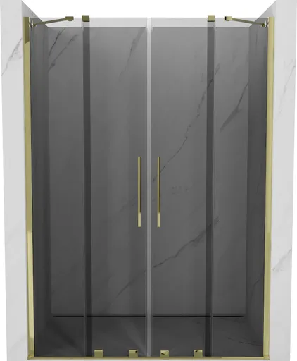 MEXEN/S Velar Duo posuvné sprchové dveře 150, grafit, zlatá 871-150-000-42-50