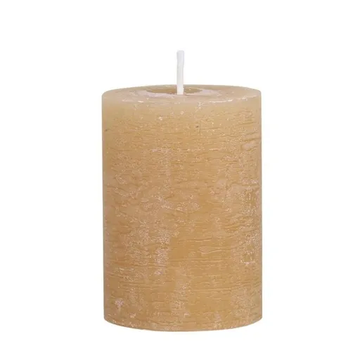 Medová široká svíčka Rustic pillar honey - Ø 7*10cm/ 40h Chic Antique