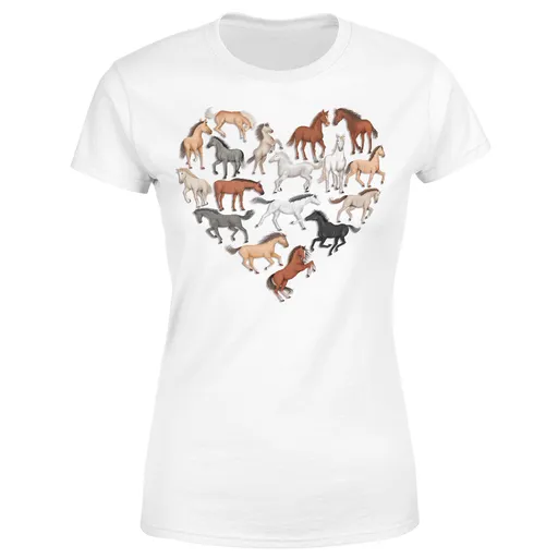 Tričko Horse heart (Velikost: S, Typ: pro ženy, Barva trička: Bílá)